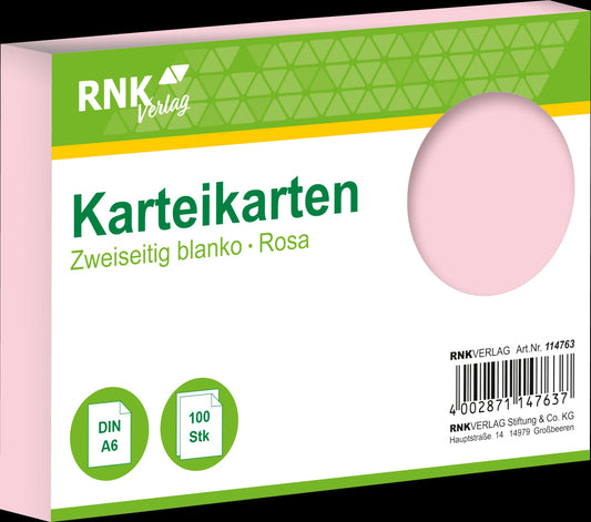 100 RNK-Verlag Karteikarten DIN A6 rosa blanko