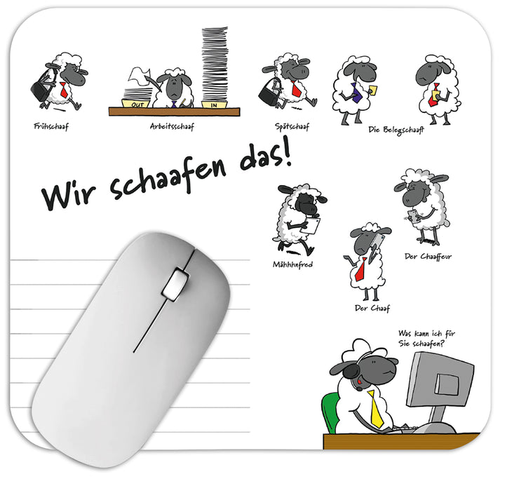 Mousepad - Block "Wir schaafen das!" Maße (BxH): 240 x 220 mm, 30 Blatt