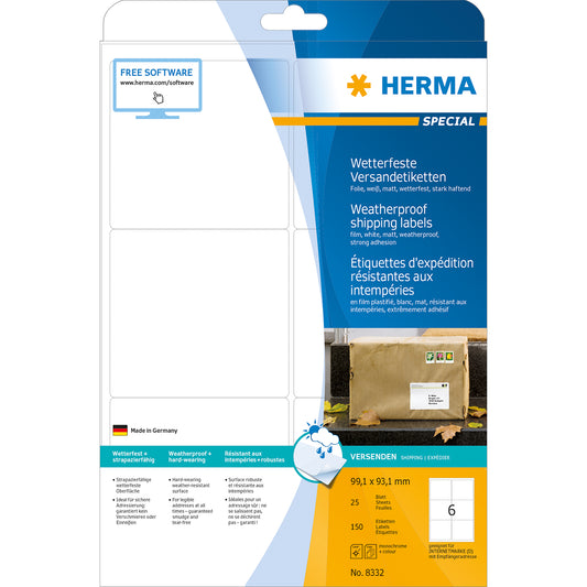 150 HERMA Folien-Versandetiketten 8332 weiß