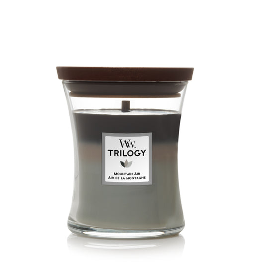 WoodWick Mountain Air Medium Hourglass-Kerzen Trilogy 275g , Brenndauer bis zu 60 Std