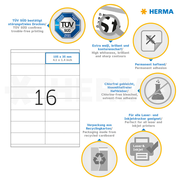 1.600 HERMA Etiketten 4427 weiß