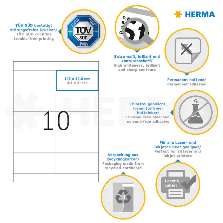1.000 HERMA Etiketten 4281 weiß