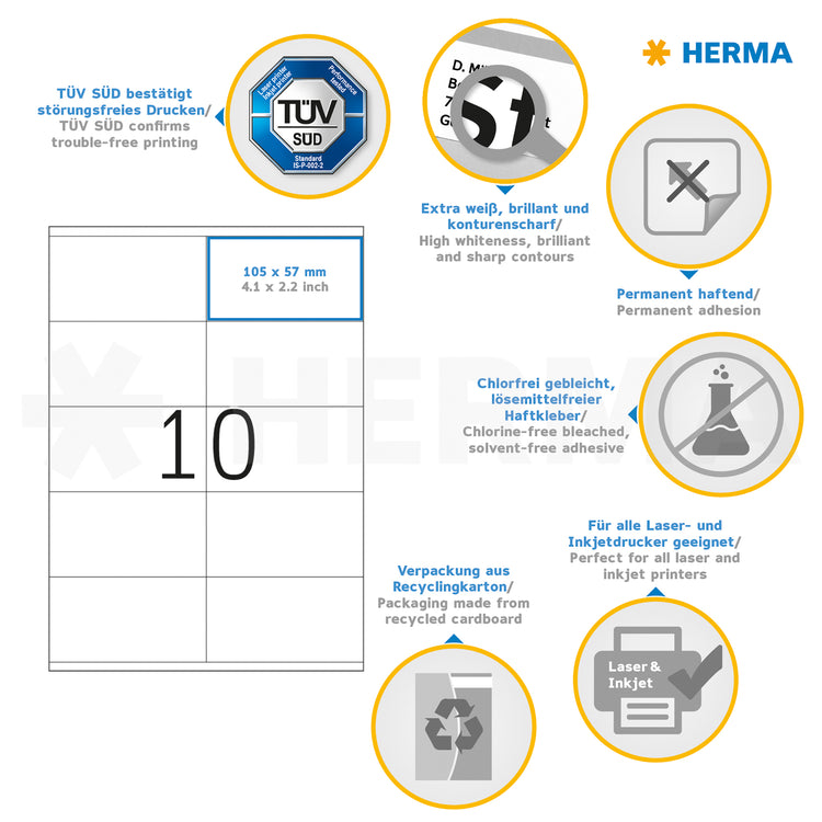 1.000 HERMA Etiketten 4425 weiß