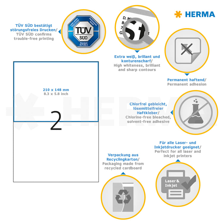 20 HERMA Etiketten 8636 weiß