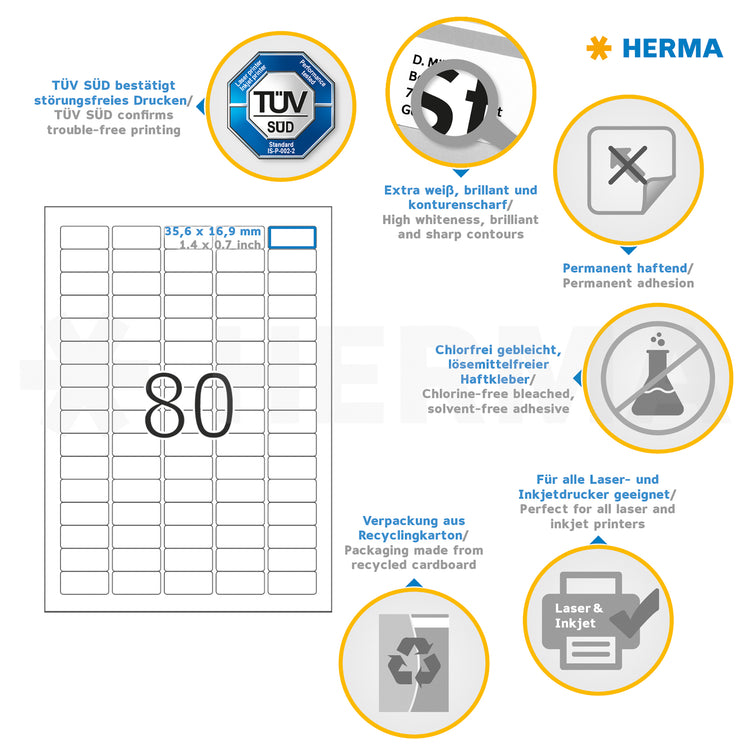 2.000 HERMA Etiketten 4336 weiß