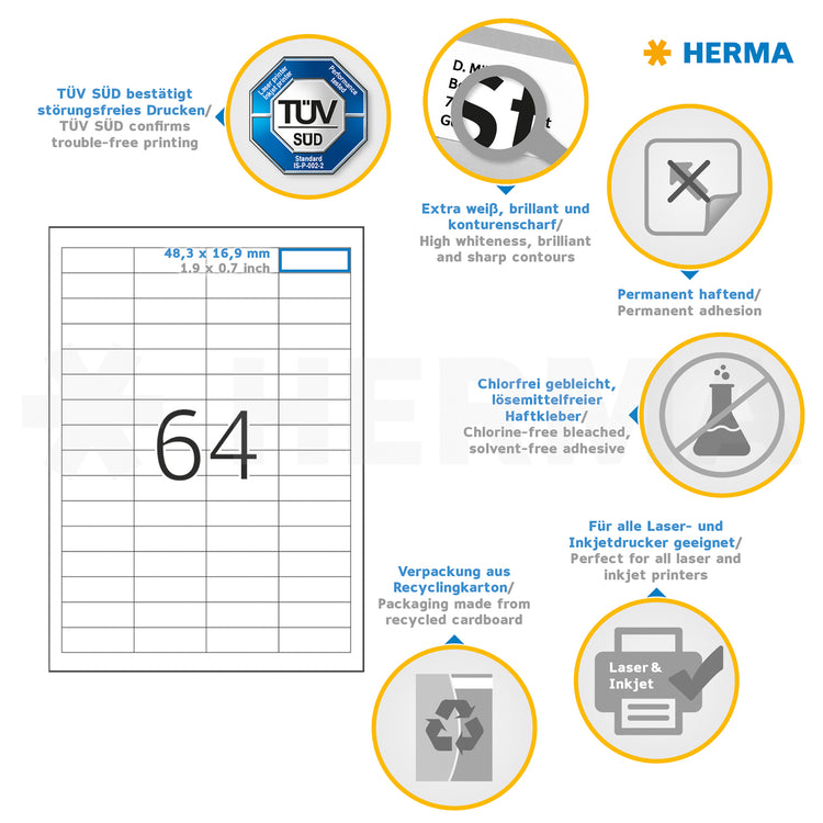 12.800 HERMA Etiketten 4607 weiß