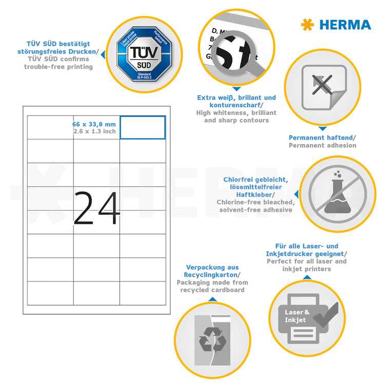 240 HERMA Etiketten 8633 weiß
