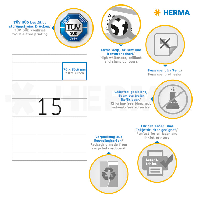 1.500 HERMA Etiketten 4278 weiß