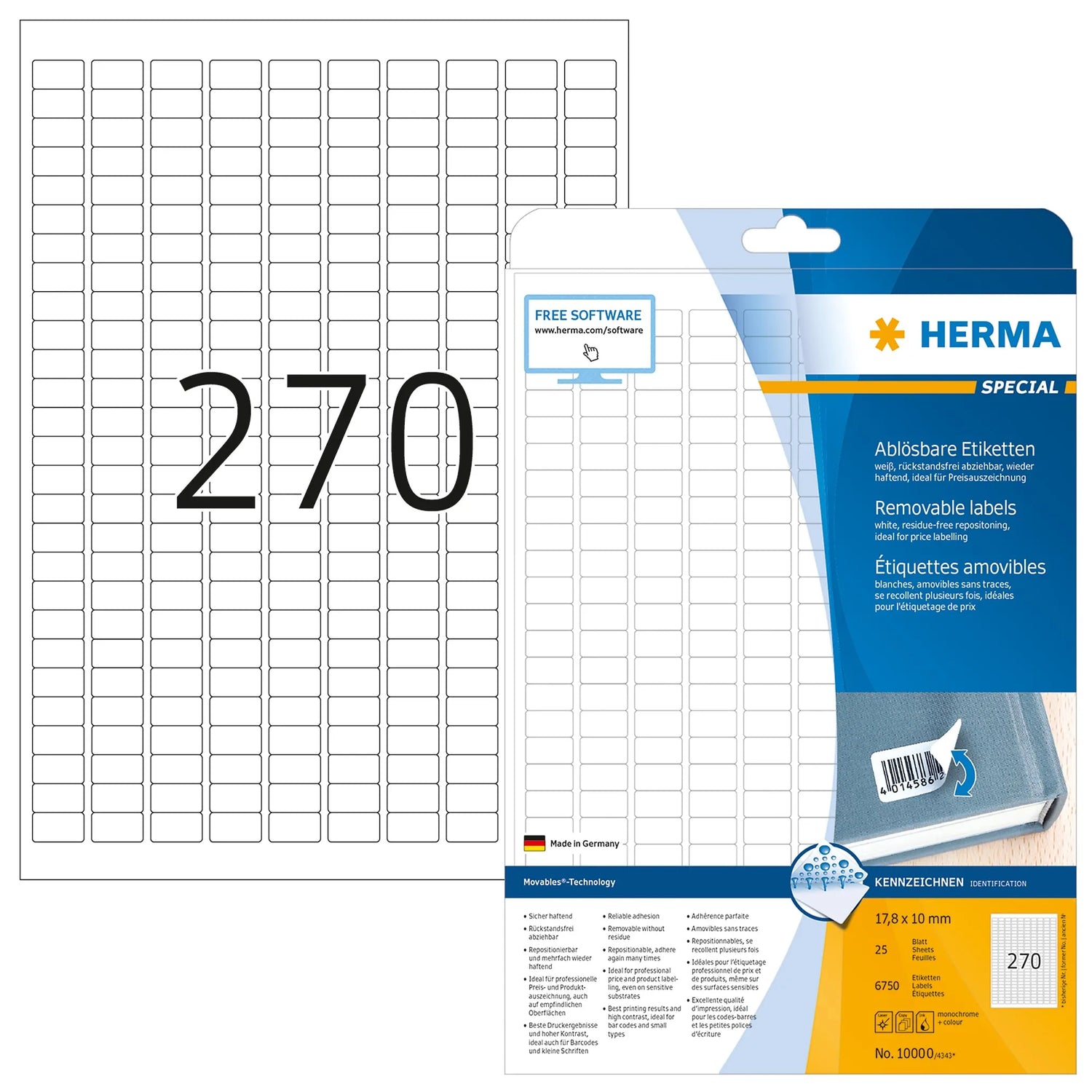 6.750 HERMA Etiketten 10000 weiß