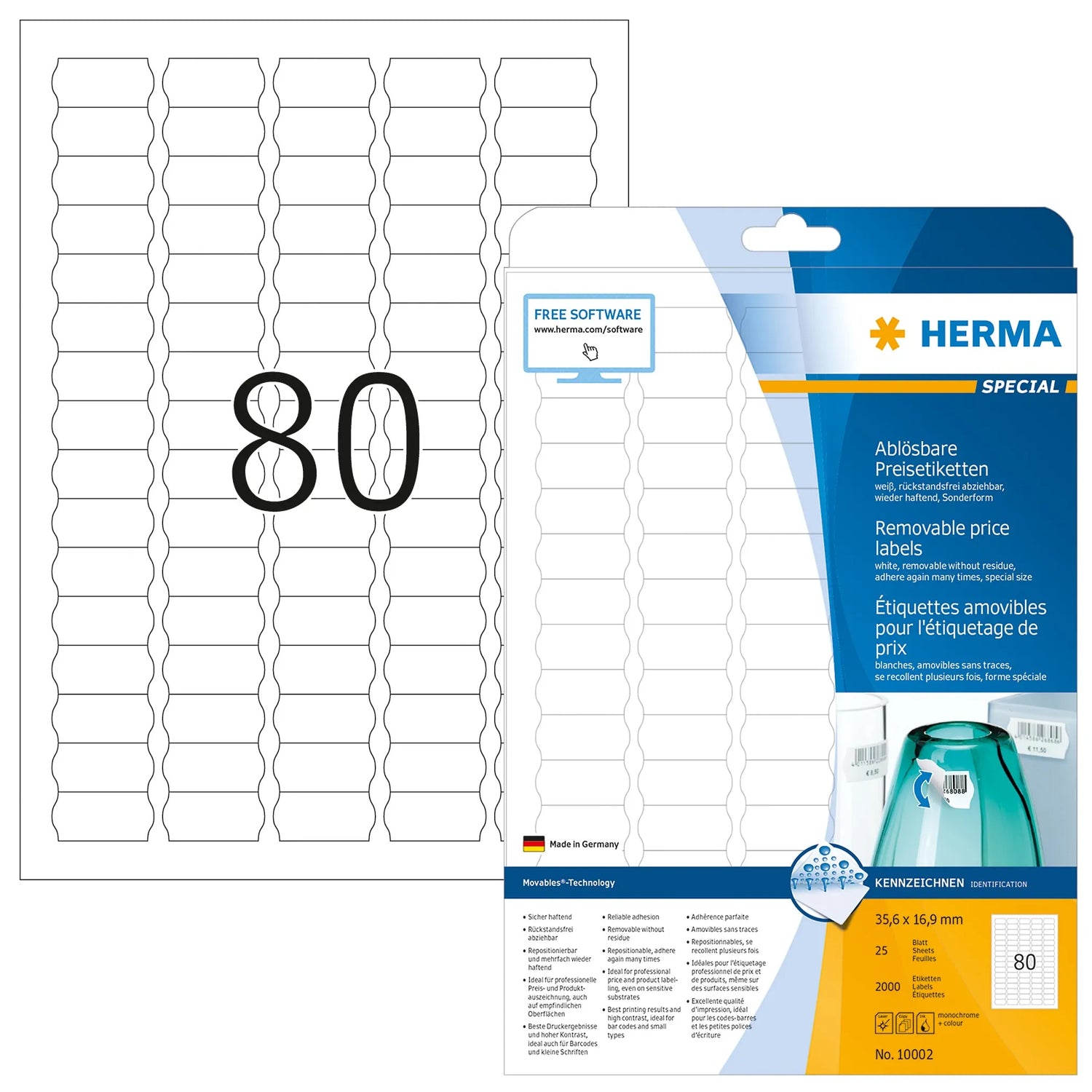2.000 HERMA Etiketten 10002 weiß