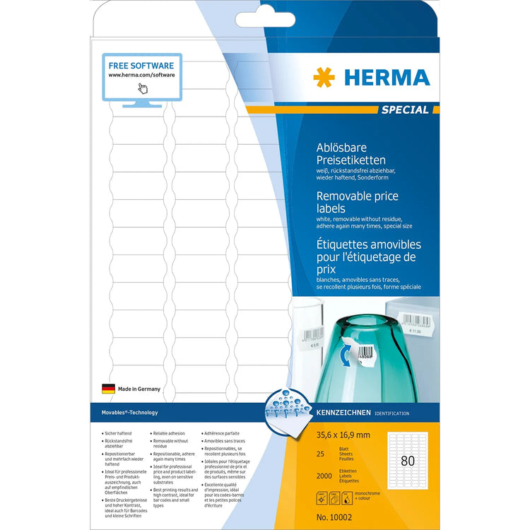 2.000 HERMA Etiketten 10002 weiß