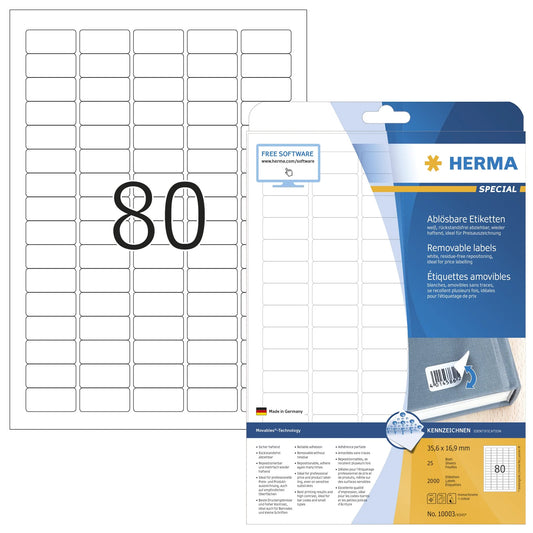 2.000 HERMA Etiketten 10003 weiß