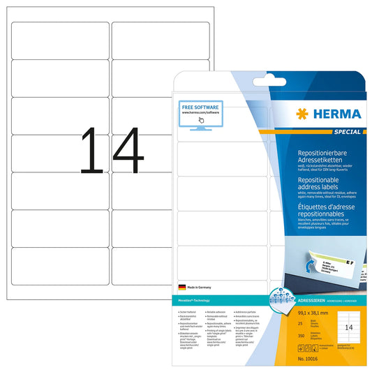 350 HERMA Adressetiketten 10016 weiß