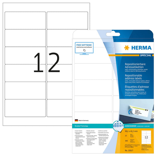 300 HERMA Adressetiketten 10017 weiß