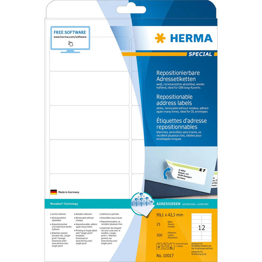 300 HERMA Adressetiketten 10017 weiß