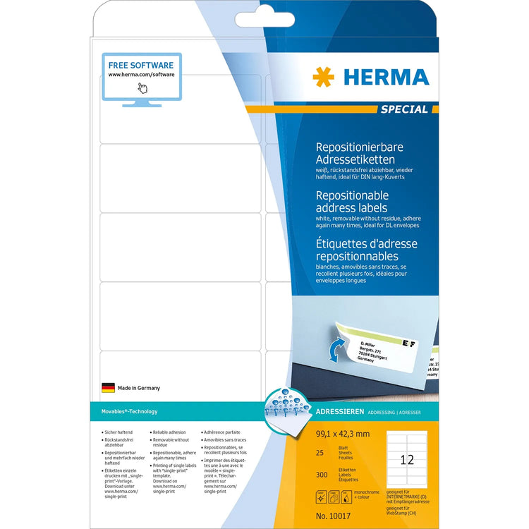 300 HERMA Adressetiketten 10017 weiß