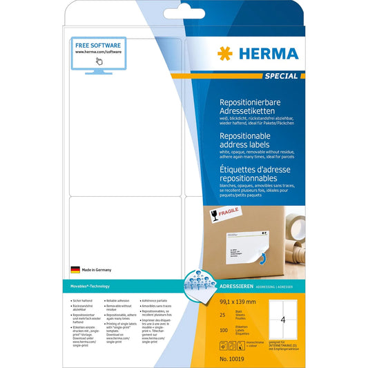 100 HERMA Adressetiketten 10019 weiß