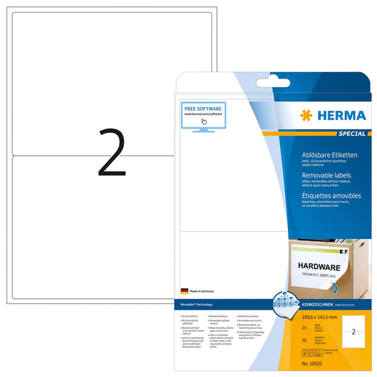 50 HERMA Etiketten 10020 weiß