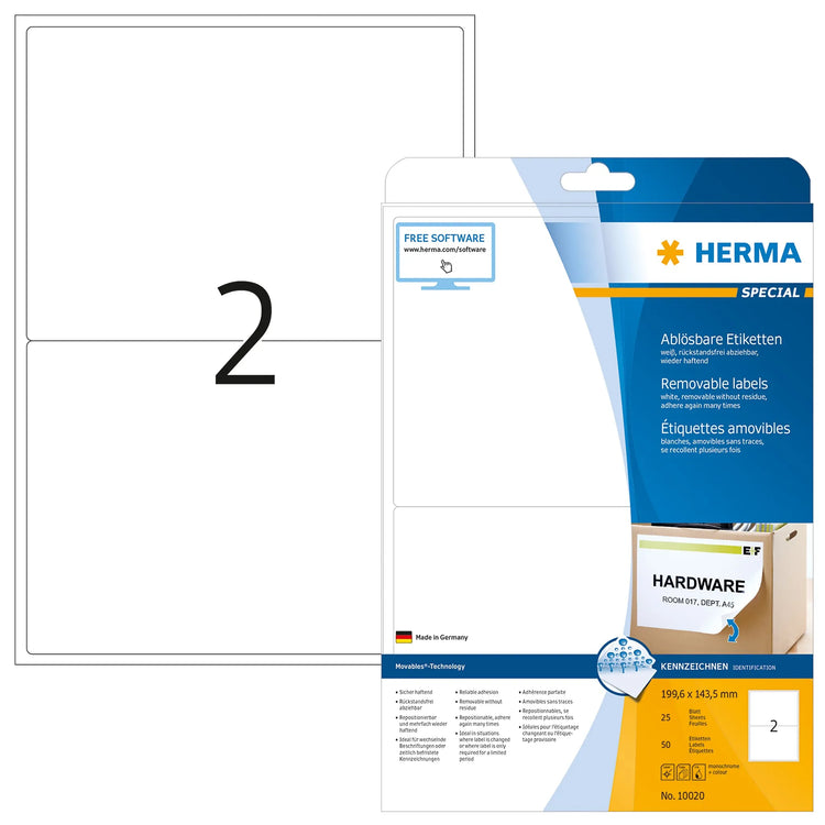 50 HERMA Etiketten 10020 weiß
