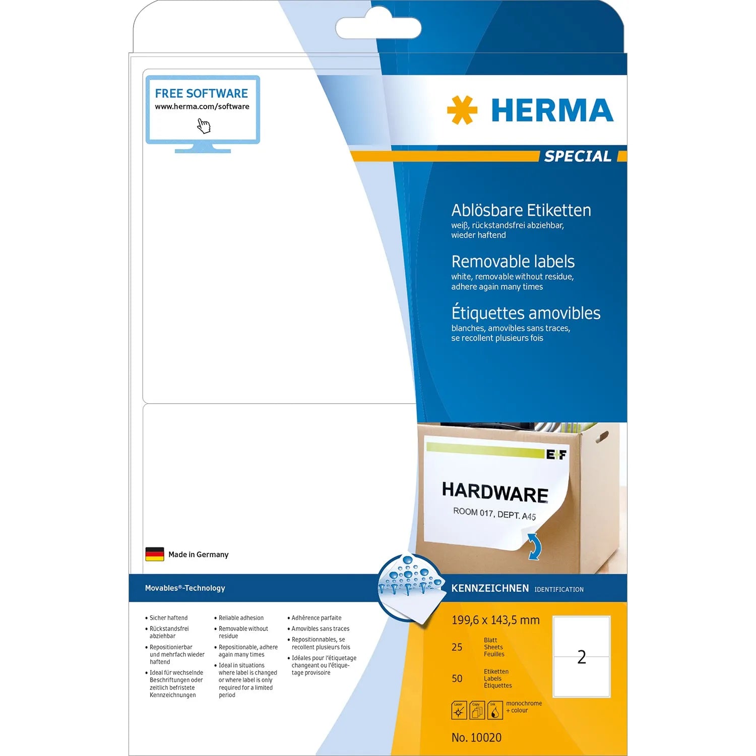 50 HERMA Etiketten 10020 weiß