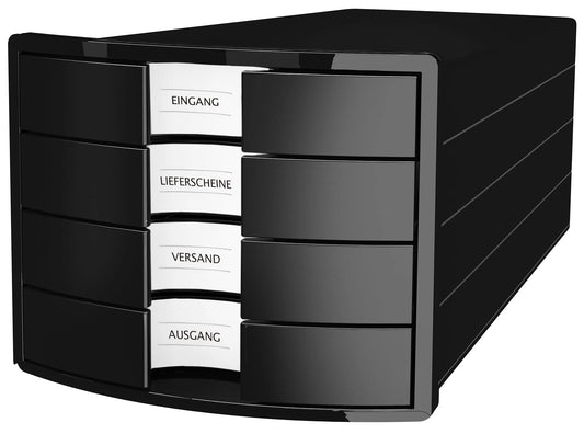 HAN Schubladenbox Impuls schwarz DIN C4 mit 4 Schubladen