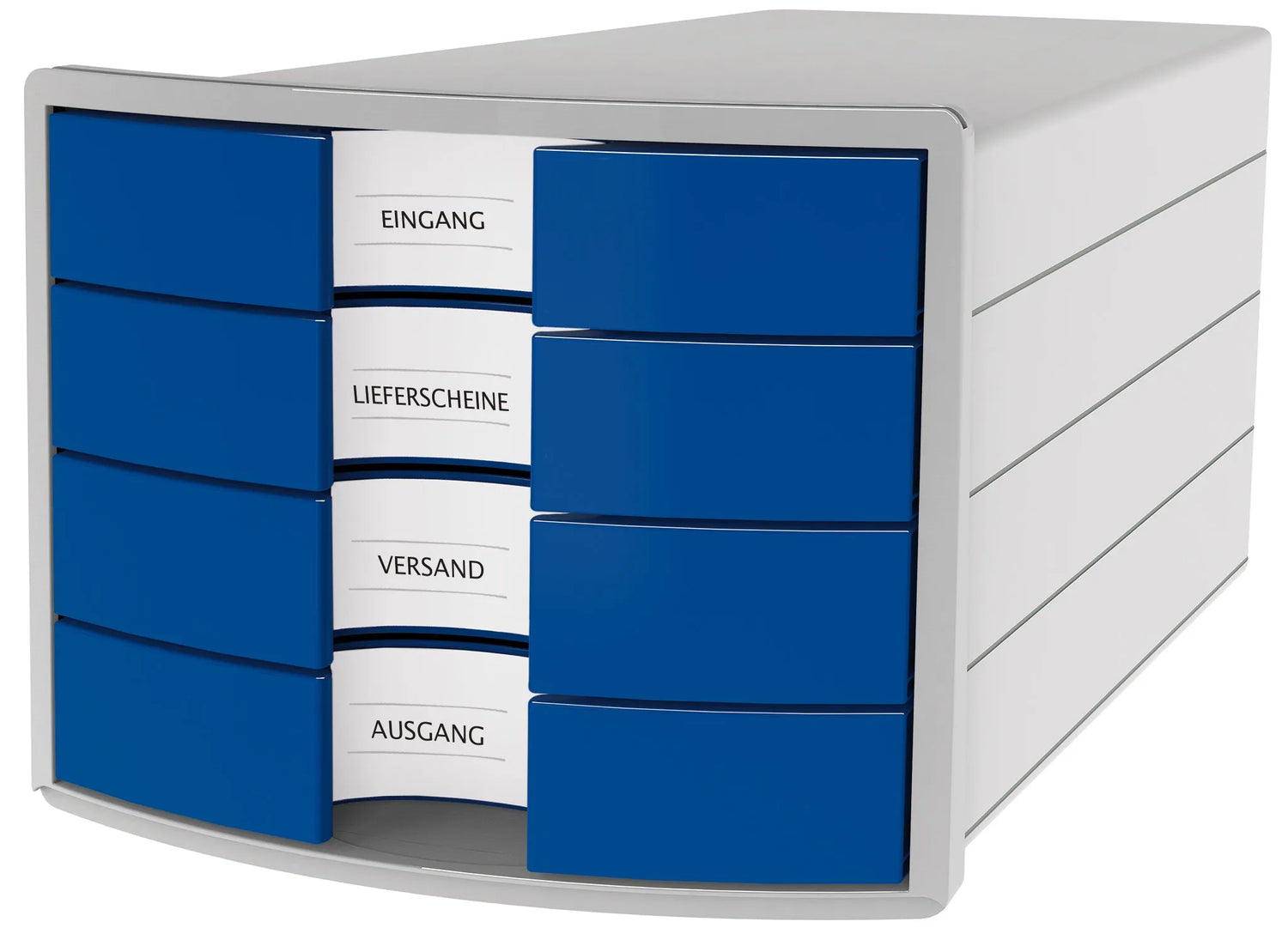 HAN Schubladenbox Impuls blau DIN C4 mit 4 Schubladen