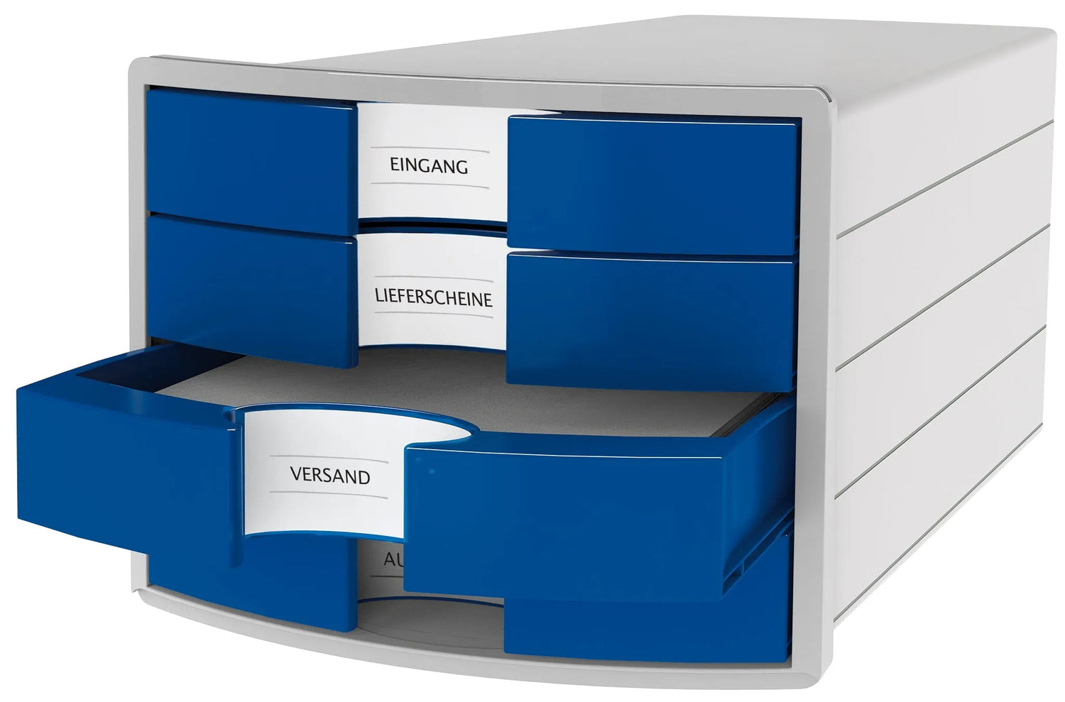 HAN Schubladenbox Impuls blau DIN C4 mit 4 Schubladen