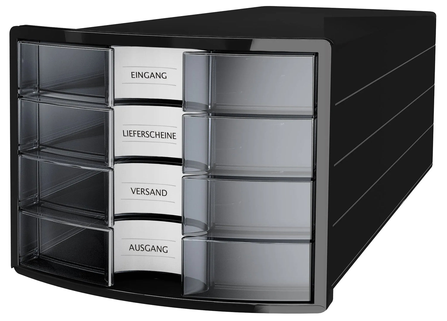 HAN Schubladenbox Impuls transparent DIN C4 mit 4 Schubladen