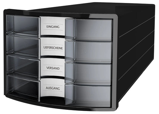 HAN Schubladenbox Impuls transparent DIN C4 mit 4 Schubladen