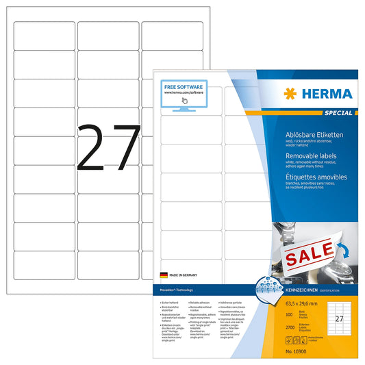 2.700 HERMA Etiketten 10300 weiß