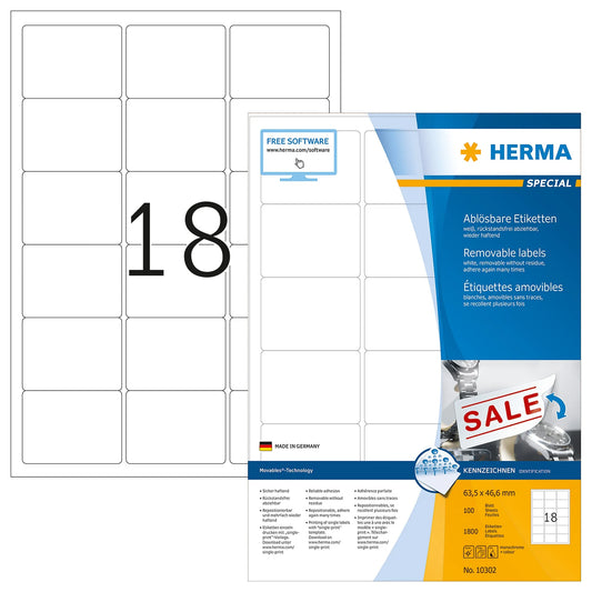 1.800 HERMA Etiketten 10302 weiß