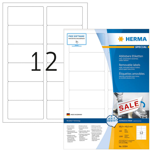 1.200 HERMA Etiketten 10304 weiß