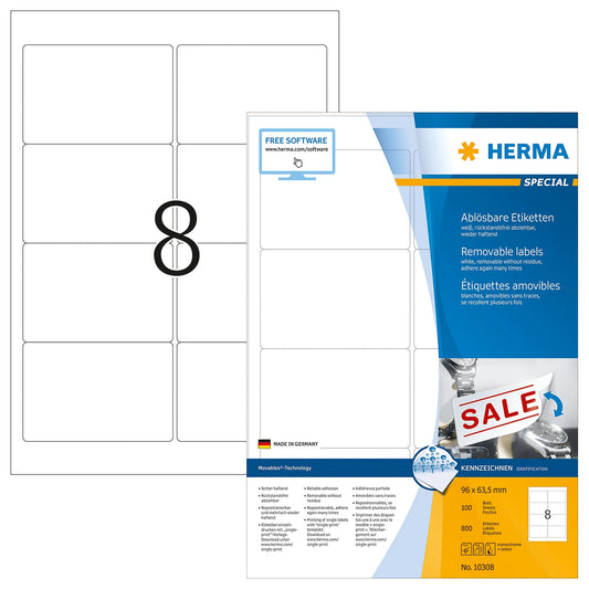 800 HERMA Etiketten 10308 weiß