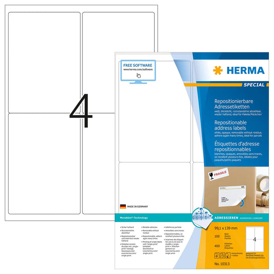 400 HERMA Adressetiketten 10313 weiß