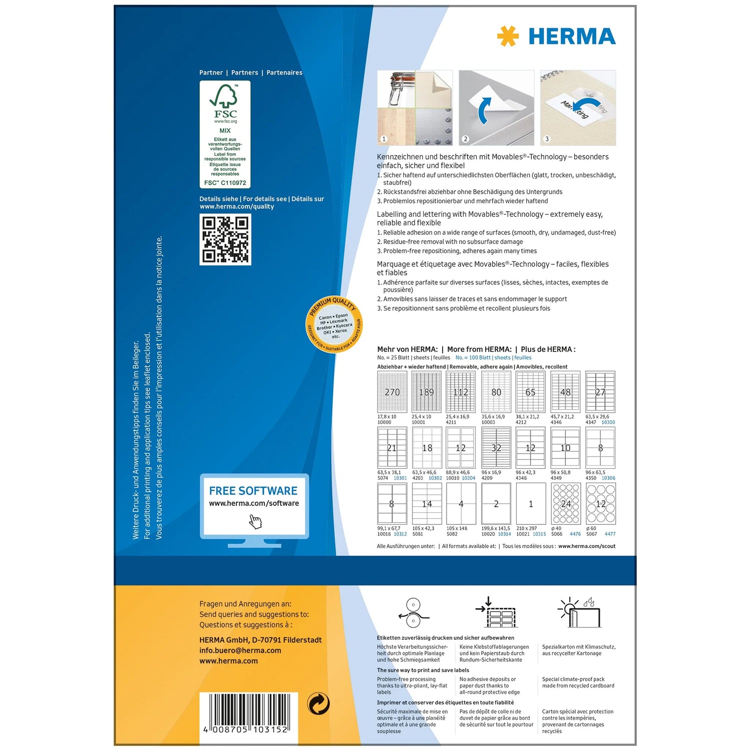 100 HERMA Etiketten 10315 weiß