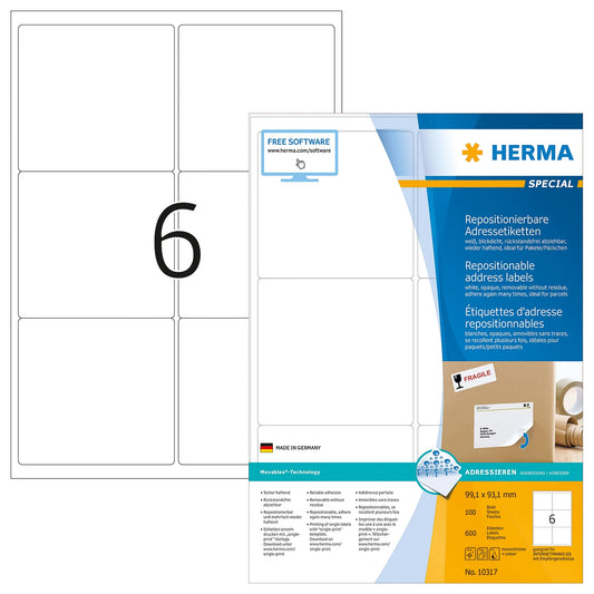 600 HERMA Adressetiketten 10317 weiß