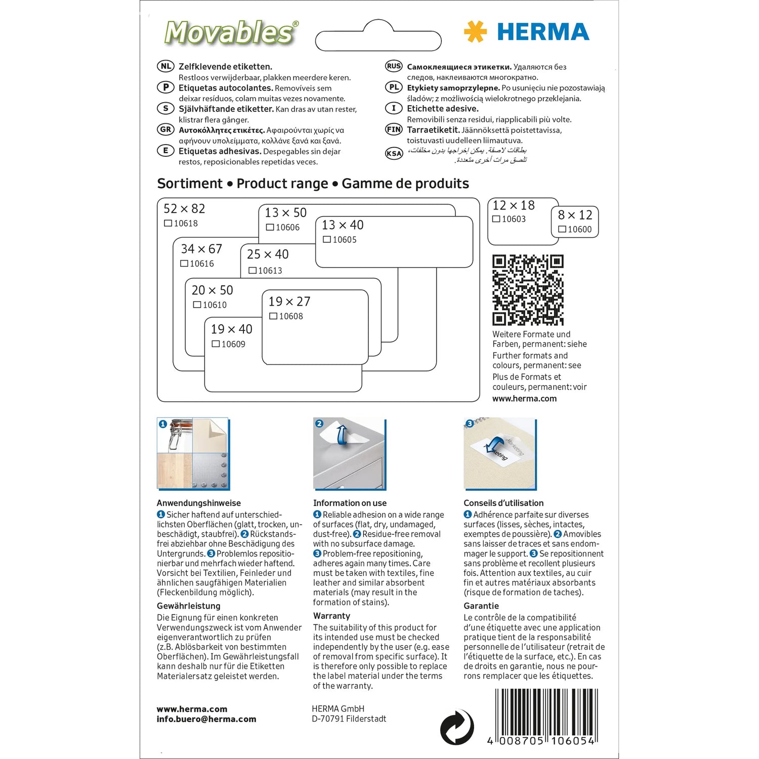 896 HERMA Movables Etiketten 10605 weiß