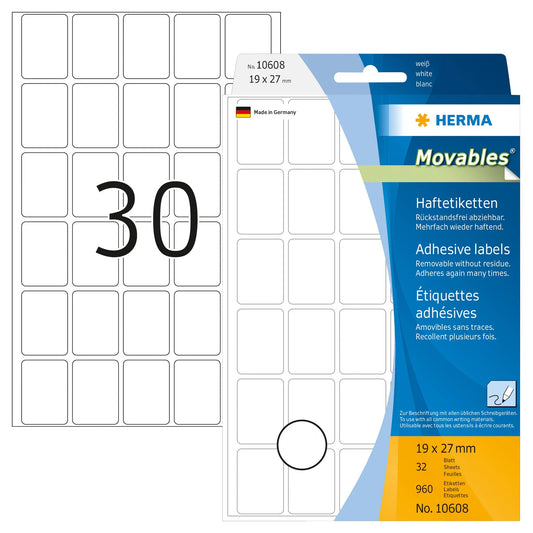 960 HERMA Movables Etiketten 10608 weiß