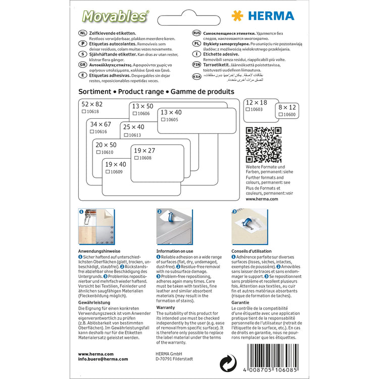 960 HERMA Movables Etiketten 10608 weiß