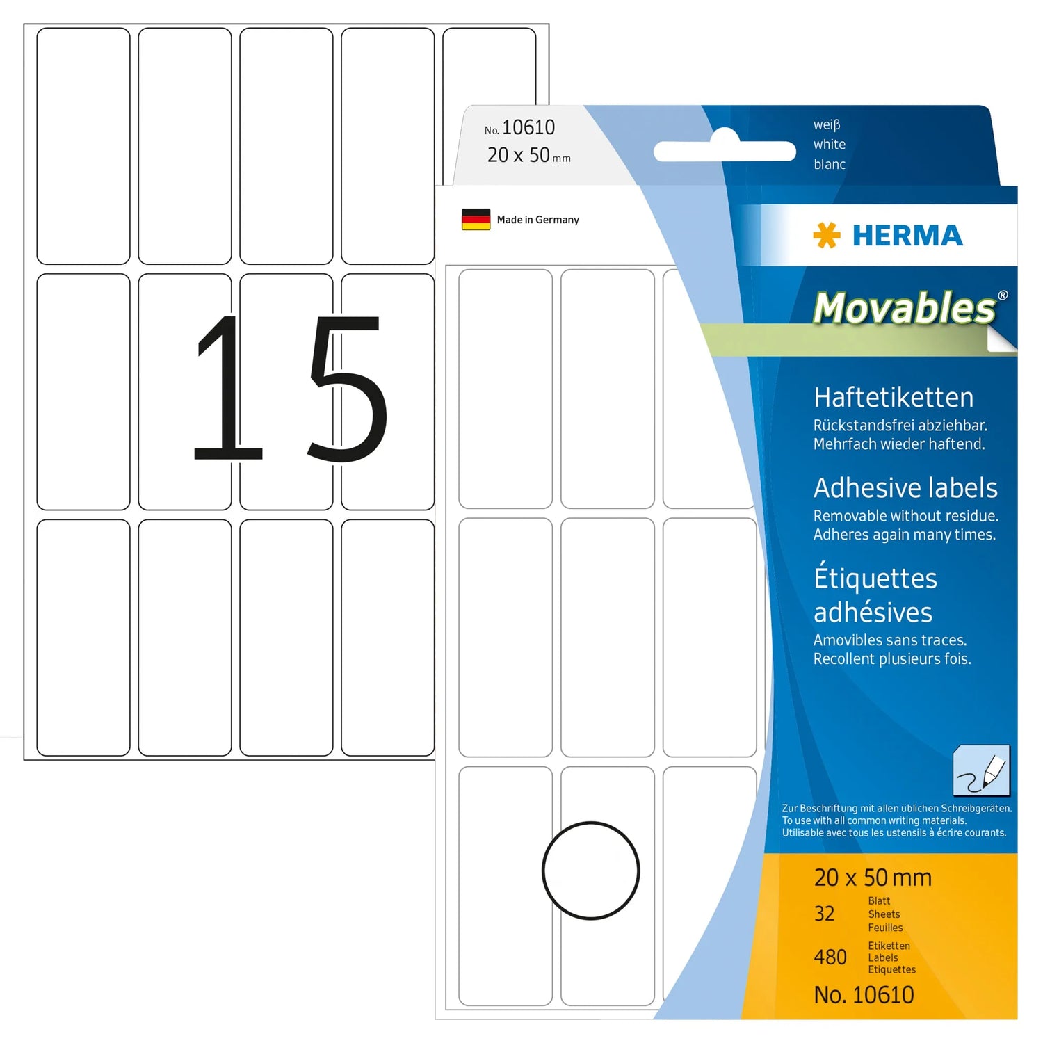480 HERMA Movables Etiketten 10610 weiß