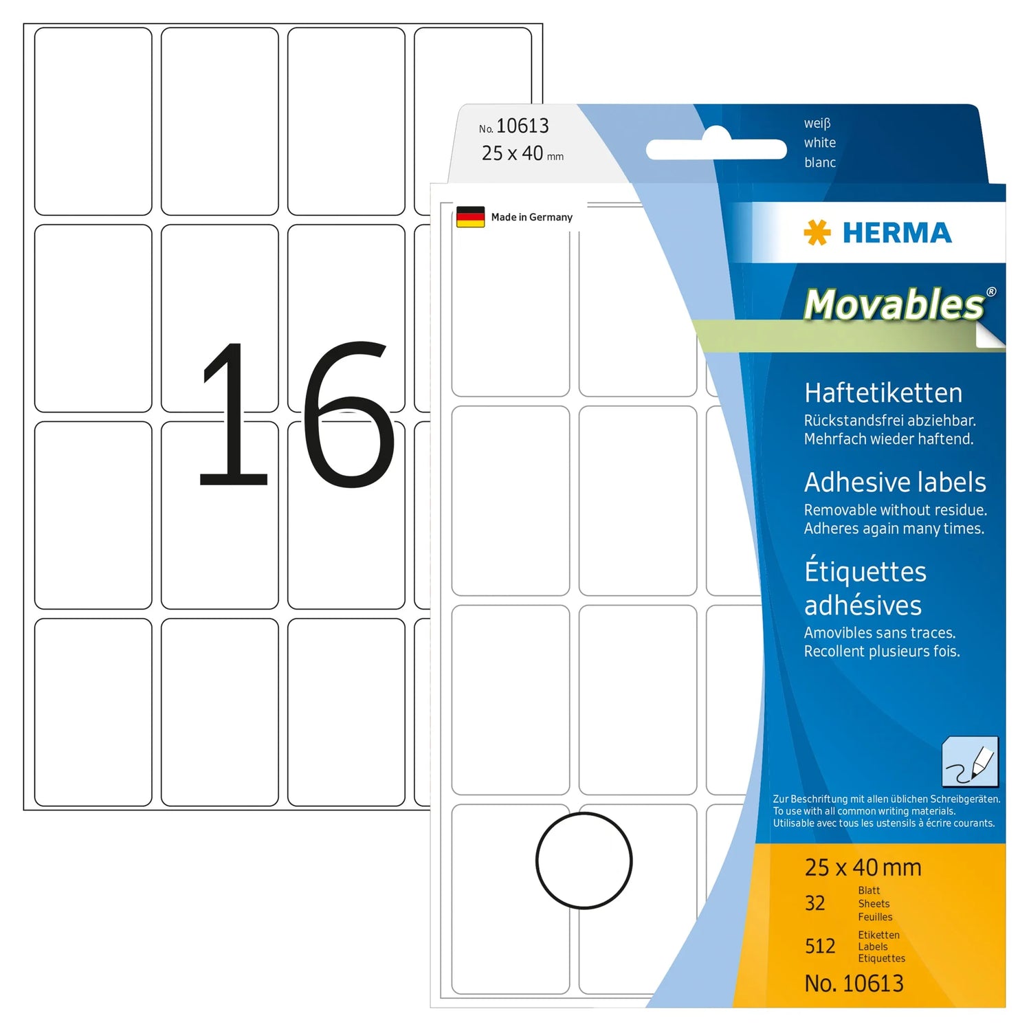 512 HERMA Movables Etiketten 10613 weiß