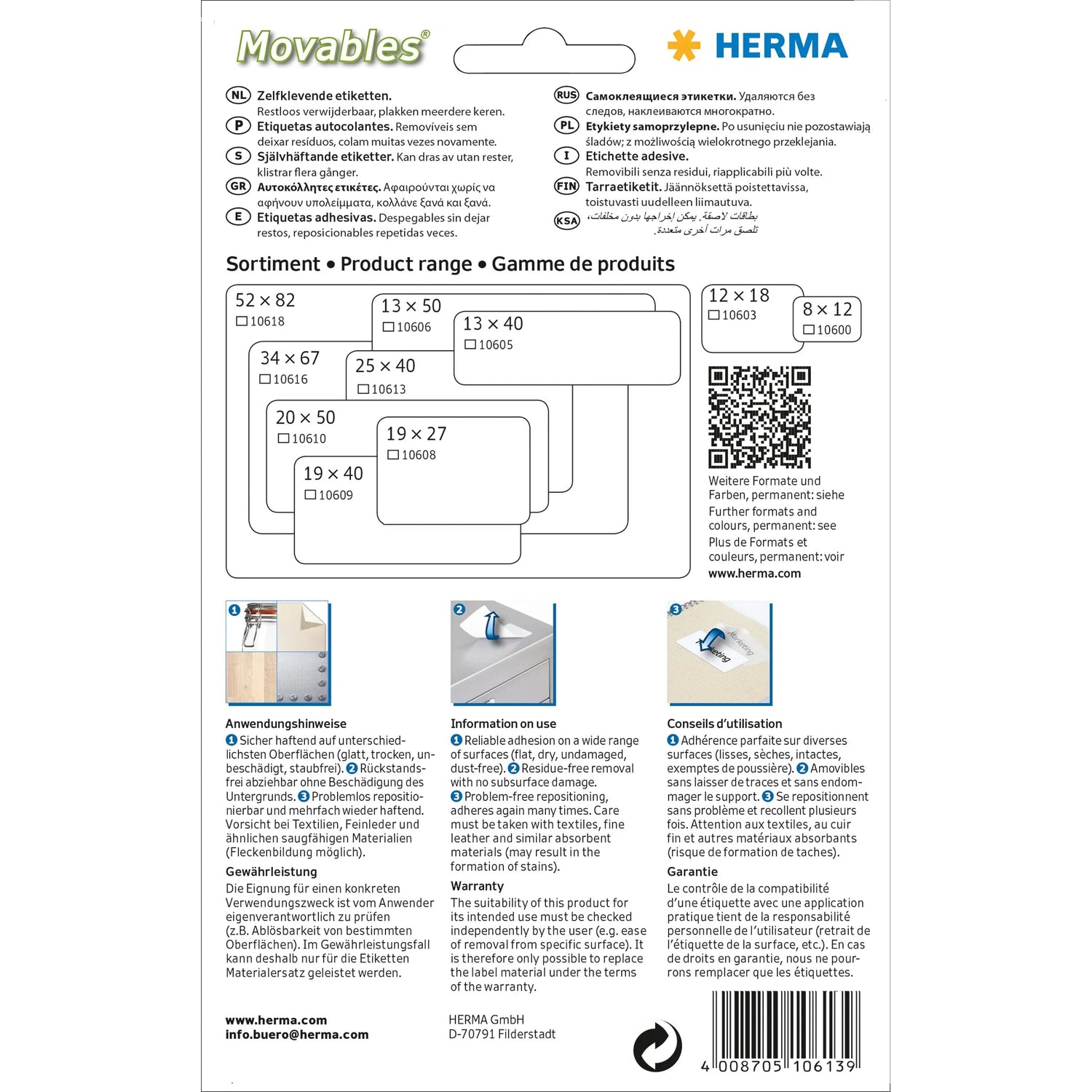 512 HERMA Movables Etiketten 10613 weiß