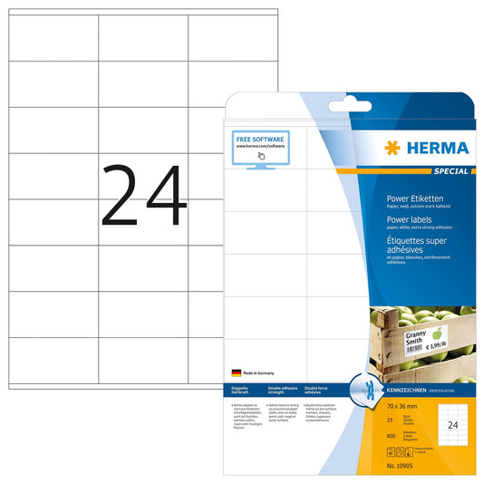 600 HERMA Power-Etiketten 10905 weiß