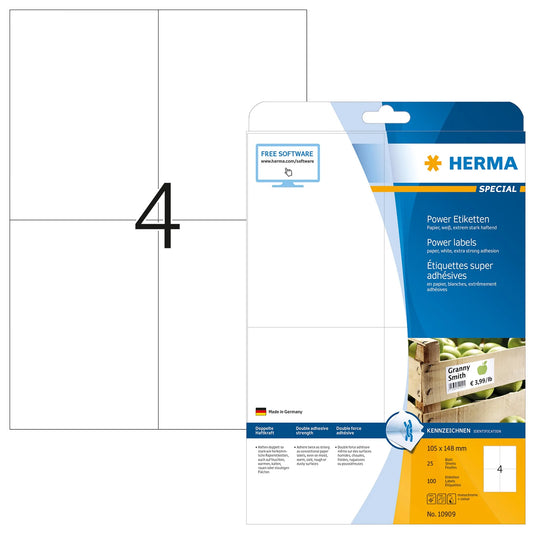4.725 HERMA Power-Etiketten 10909 weiß