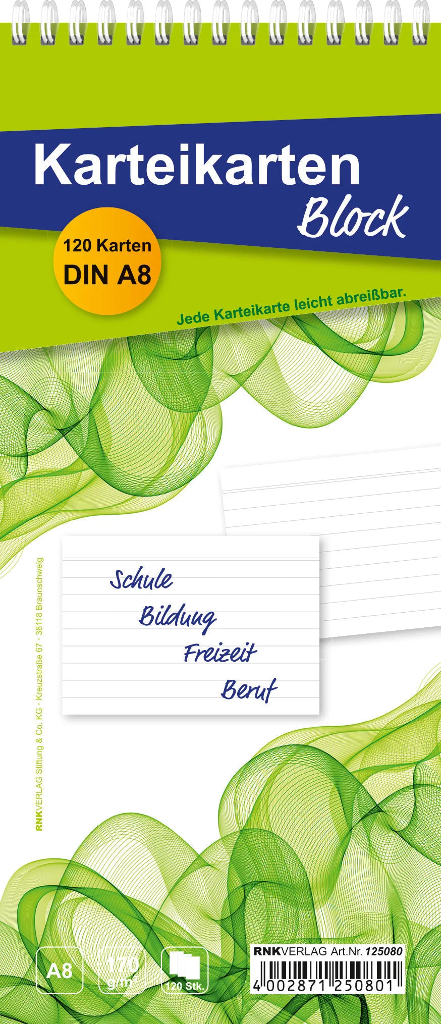 5 RNK-Verlag Karteikarten-Blöcke DIN A8 weiß liniert