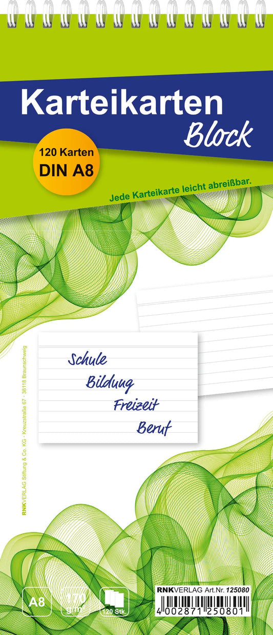 5 RNK-Verlag Karteikarten-Blöcke DIN A8 weiß liniert