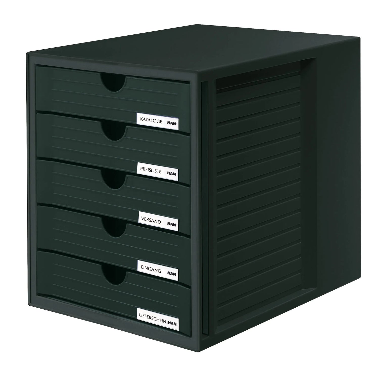 HAN Schubladenbox System-Box schwarz DIN C4 mit 5 Schubladen