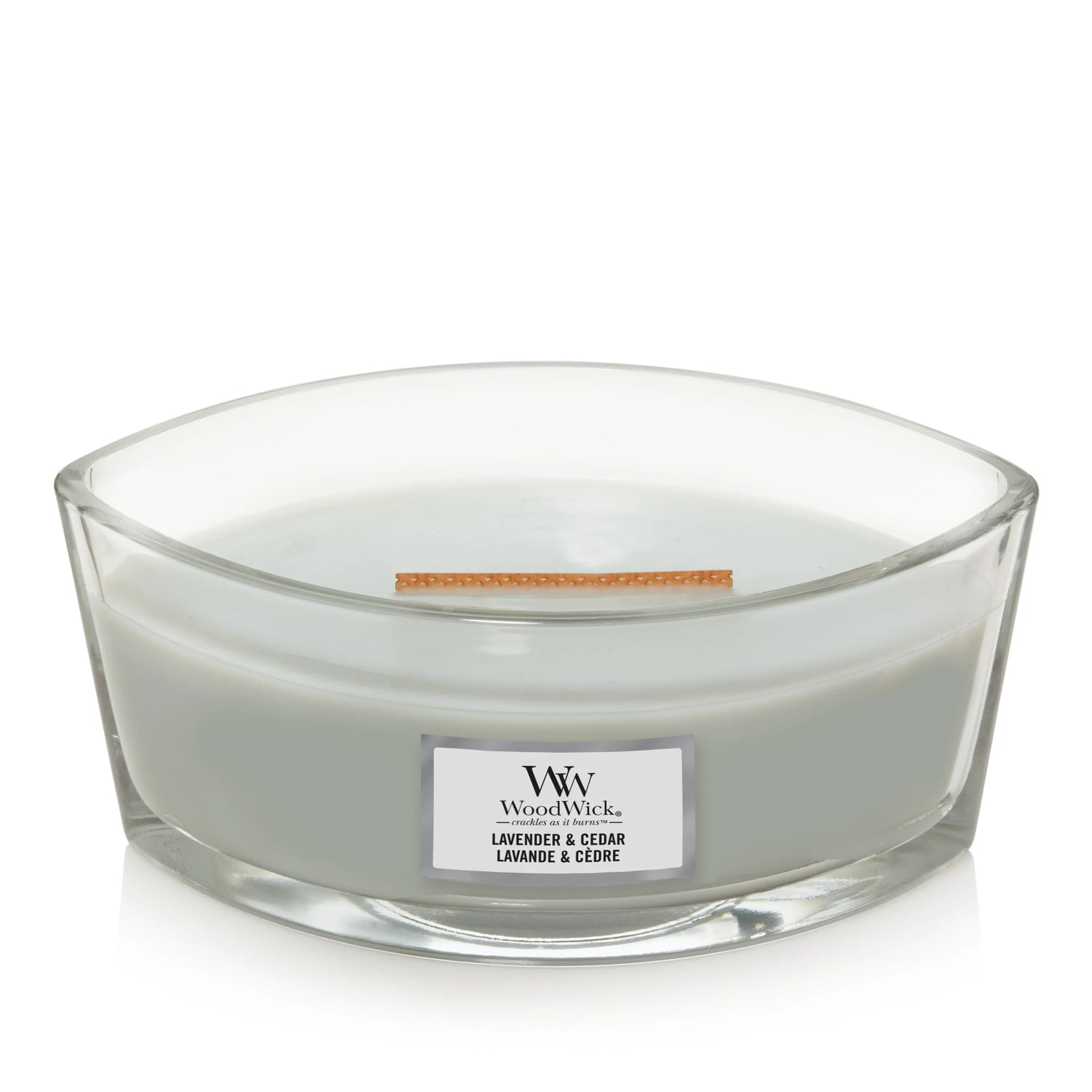 WoodWick Kerze, Lavender & Cedar, Ellipse mit knisterndem Docht, bis zu 50 Std Brenndauer