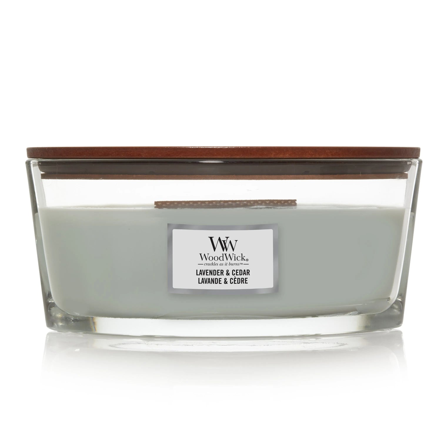 WoodWick Kerze, Lavender & Cedar, Ellipse mit knisterndem Docht, bis zu 50 Std Brenndauer