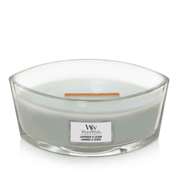WoodWick Kerze, Lavender & Cedar, Ellipse mit knisterndem Docht, bis zu 50 Std Brenndauer